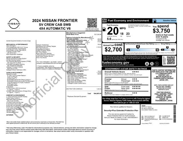 Certified 2024 Nissan Frontier SV w/ SV Convenience Package image 10