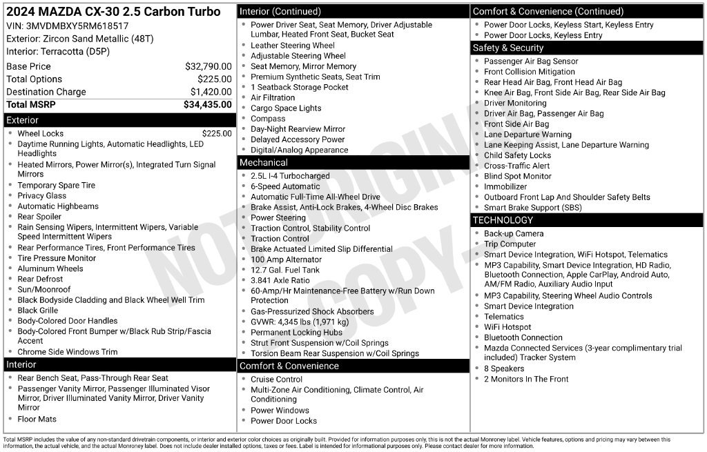 Used 2024 MAZDA CX-30 Carbon AWD/4WD image 9