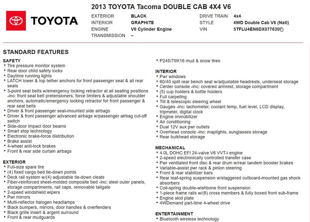 Used 2013 Toyota Tacoma 4x4 Double Cab w/ SR5 Pkg image 28