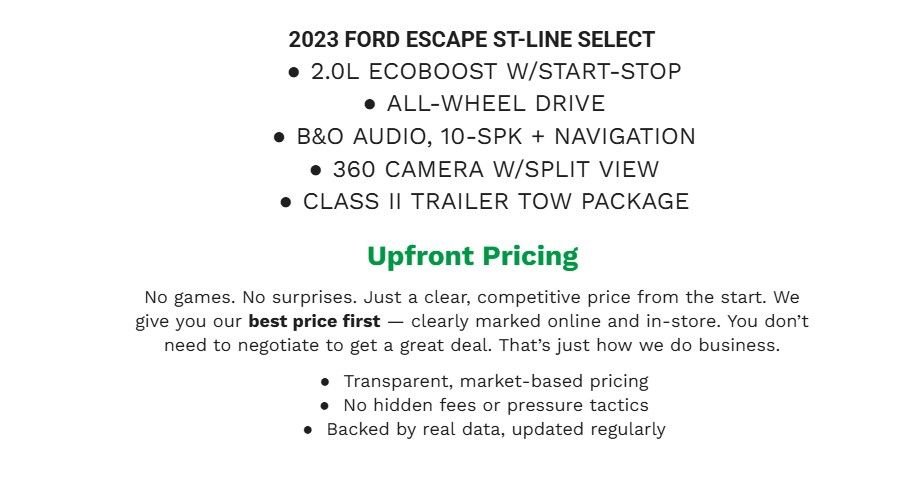 Certified 2023 Ford Escape ST-Line Select w/ Tech Pack #2 AWD/4WD image 2