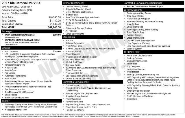 New 2027 Kia Carnival SX w/ Dark Edition Package FWD image 29