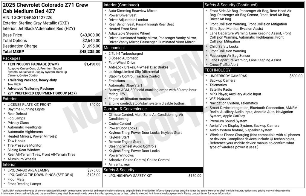 Certified 2025 Chevrolet Colorado Z71 w/ Technology Package AWD/4WD image 36