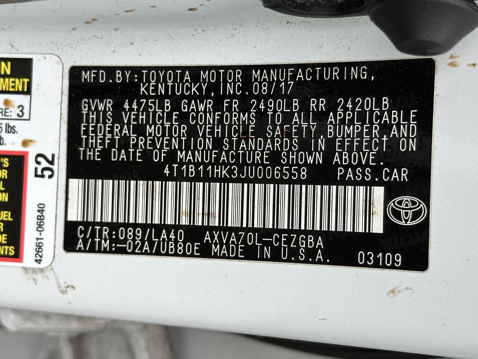 Used 2018 Toyota Camry XLE w/ Audio Package image 15