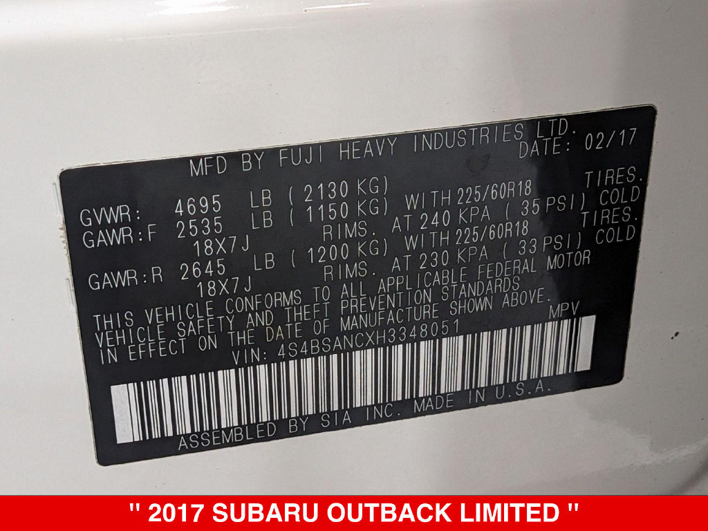 Used 2017 Subaru Outback 2.5i Limited AWD/4WD image 37