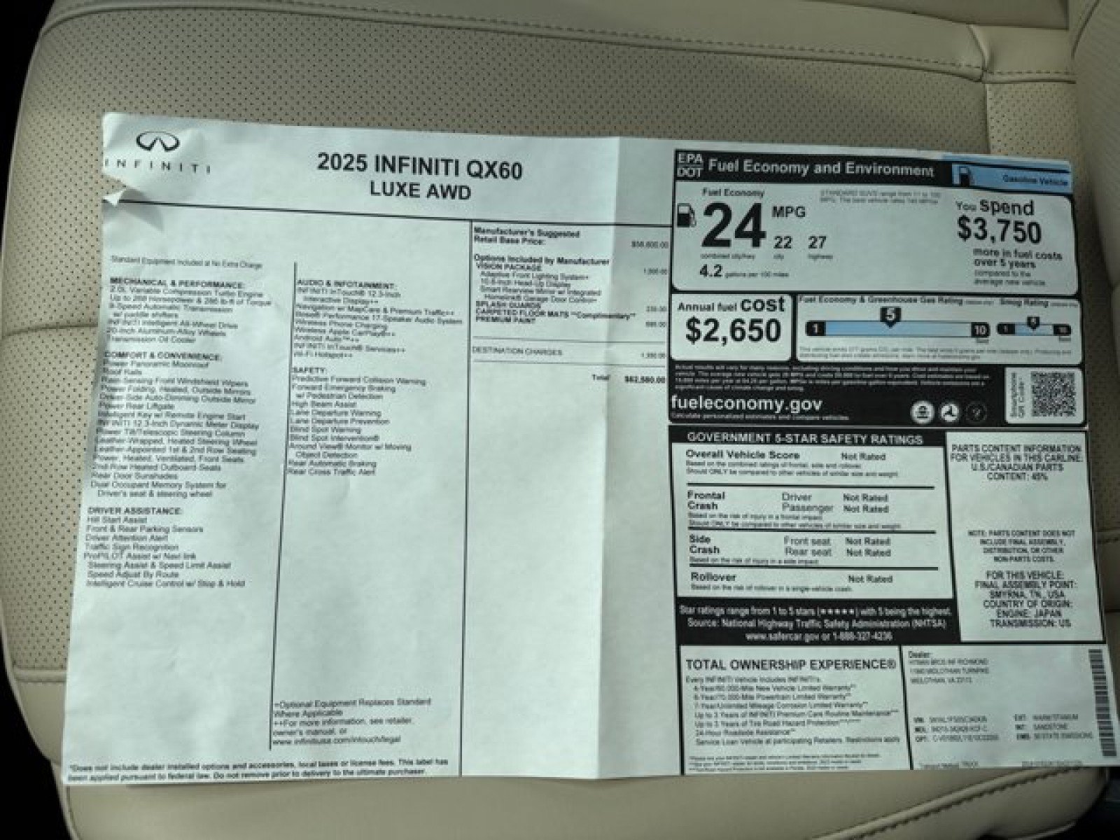 Certified 2025 INFINITI QX60 Luxe w/ Vision Package AWD/4WD image 25