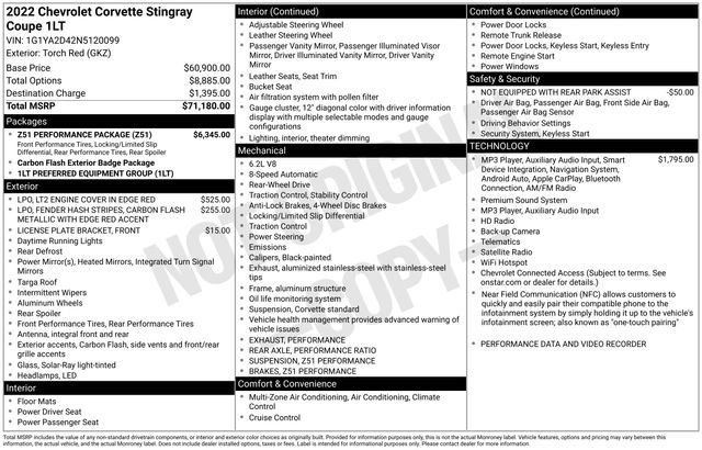Used 2022 Chevrolet Corvette Stingray Coupe w/ Z51 Performance Package RWD image 22