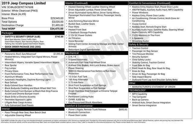 Used 2019 Jeep Compass Limited w/ Safety & Security Group AWD/4WD image 33