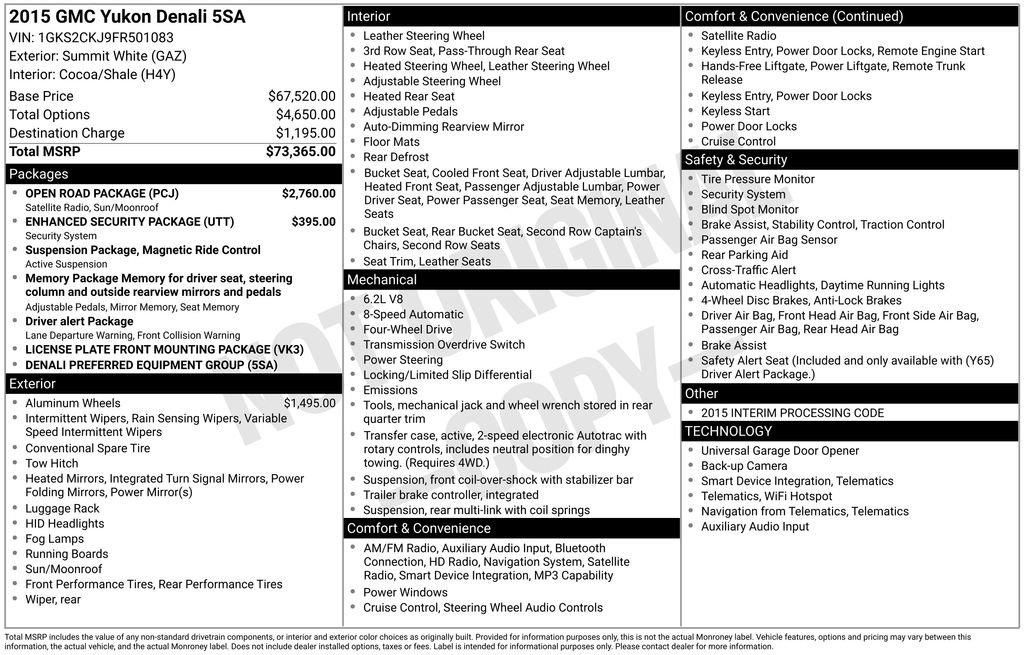 Used 2015 GMC Yukon Denali w/ Open Road Package image 4