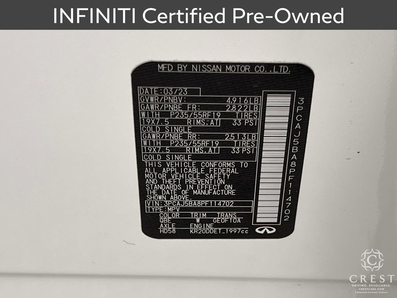 Certified 2023 INFINITI QX50 Luxe FWD image 32
