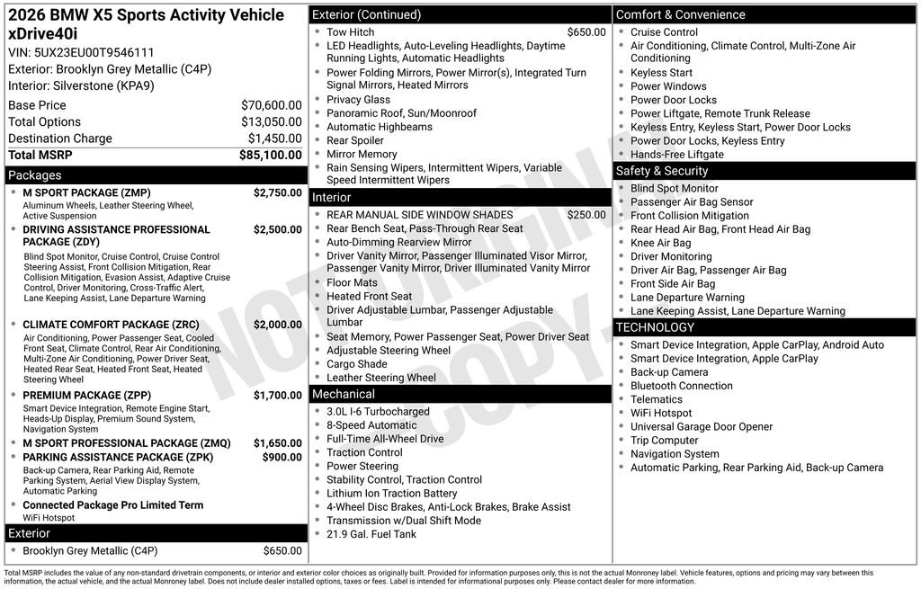 New 2026 BMW X5 xDrive40i w/ M Sport Package AWD/4WD image 2