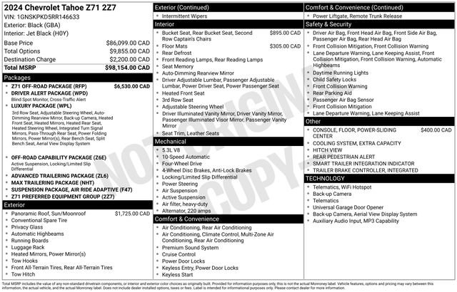 Used 2024 Chevrolet Tahoe Z71 w/ Z71 Off-Road Package AWD/4WD image 1