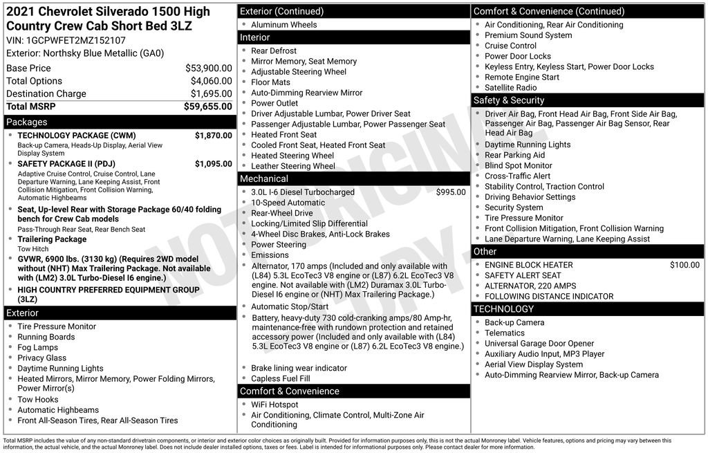 Used 2021 Chevrolet Silverado 1500 High Country w/ Technology Package image 6