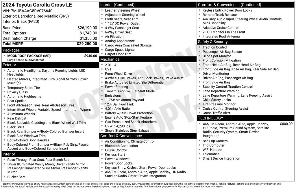 Used 2024 Toyota Corolla Cross LE w/ Moonroof Package FWD image 61