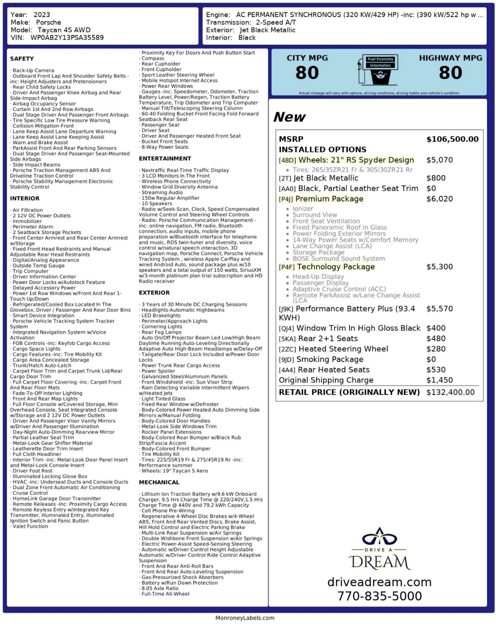 Used 2023 Porsche Taycan 4S w/ Premium Package image 58