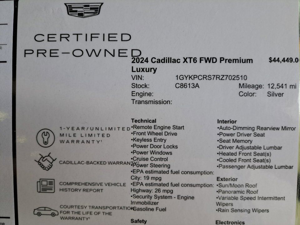 Certified 2024 Cadillac XT6 Premium Luxury w/ Technology Package FWD image 35