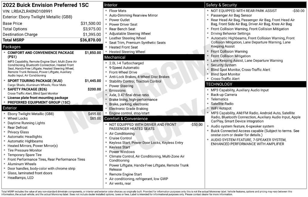 Certified 2022 Buick Envision Preferred FWD image 5