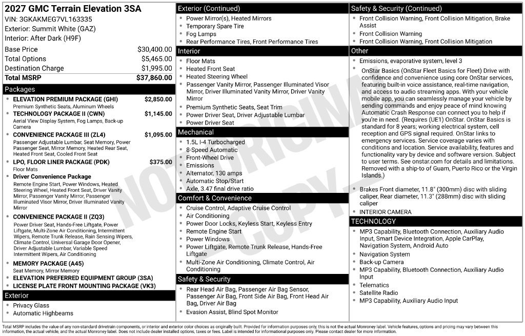 New 2027 GMC Terrain Elevation w/ Elevation Premium Package FWD image 38
