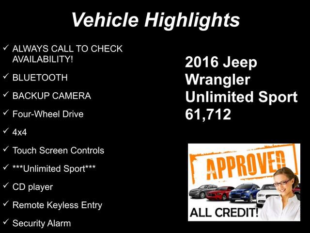 Used 2016 Jeep Wrangler Unlimited Sport w/ Quick Order Package 23S image 9