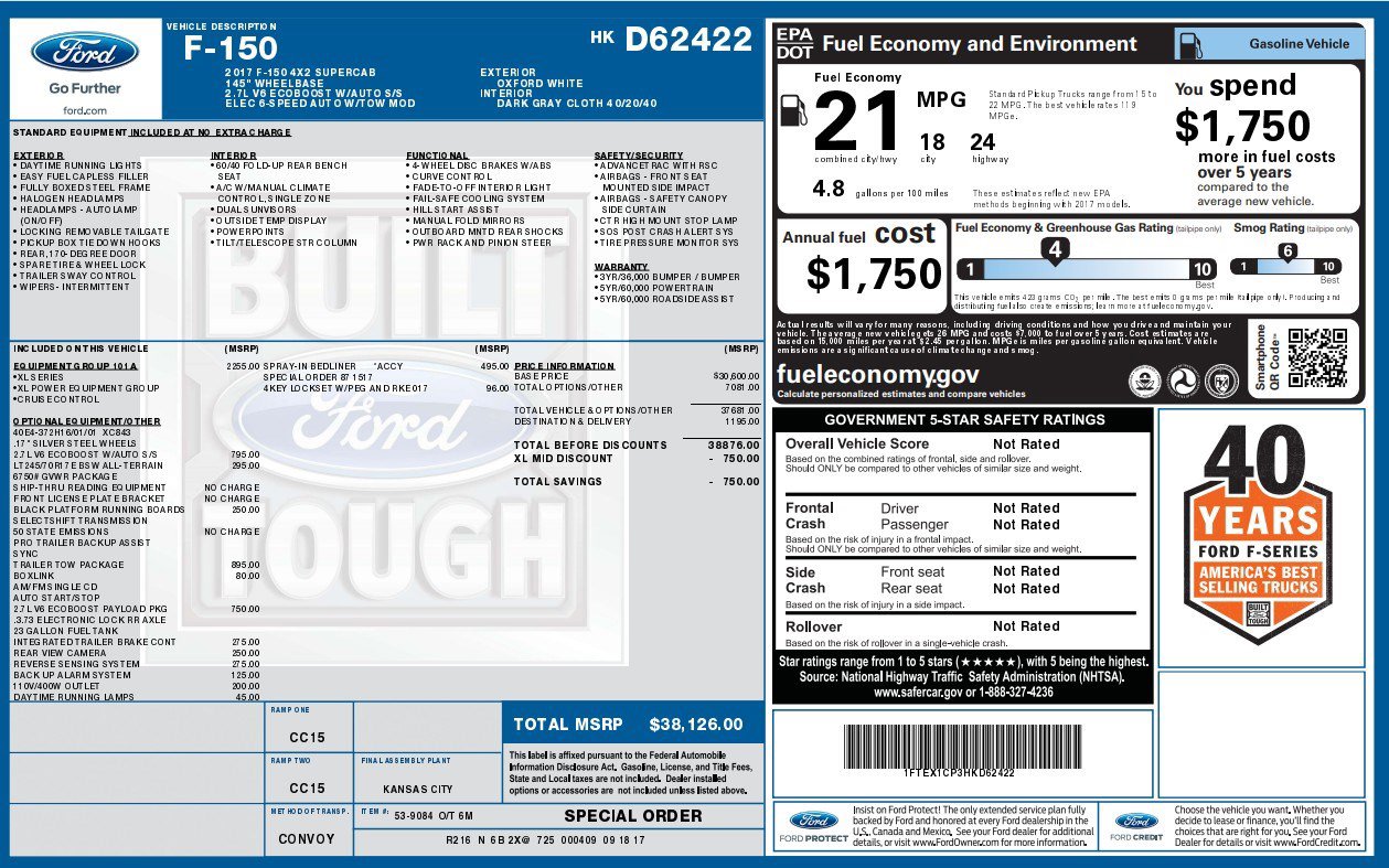 Used 2017 Ford F150 XL w/ Equipment Group 101A Mid image 6
