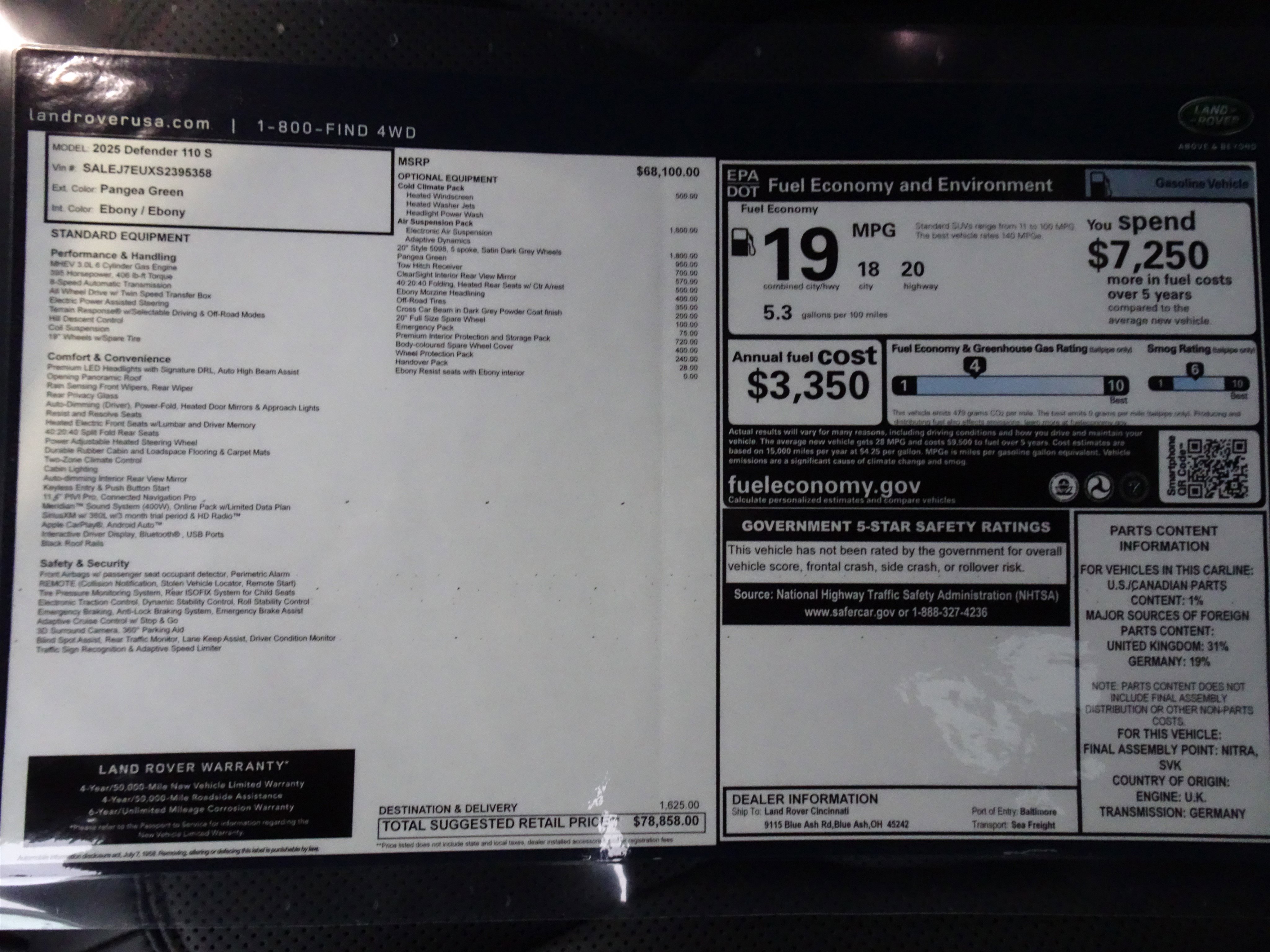 Certified 2025 Land Rover Defender 110 S image 6