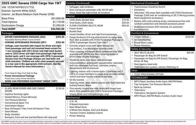 Used 2025 GMC Savana 2500 w/ Driver Convenience Package RWD image 28