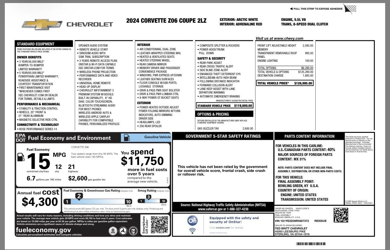 Used 2024 Chevrolet Corvette Z06 RWD image 23