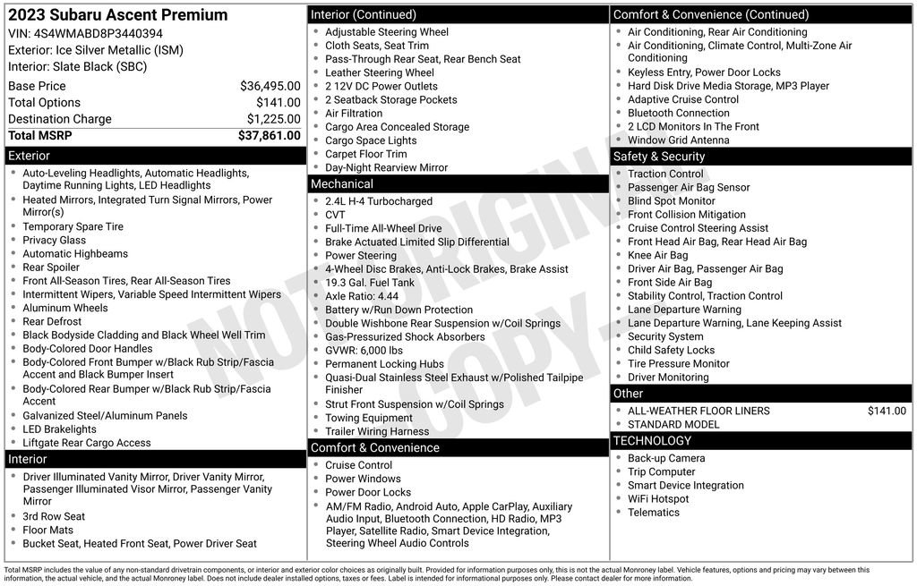 Used 2023 Subaru Ascent Premium image 10