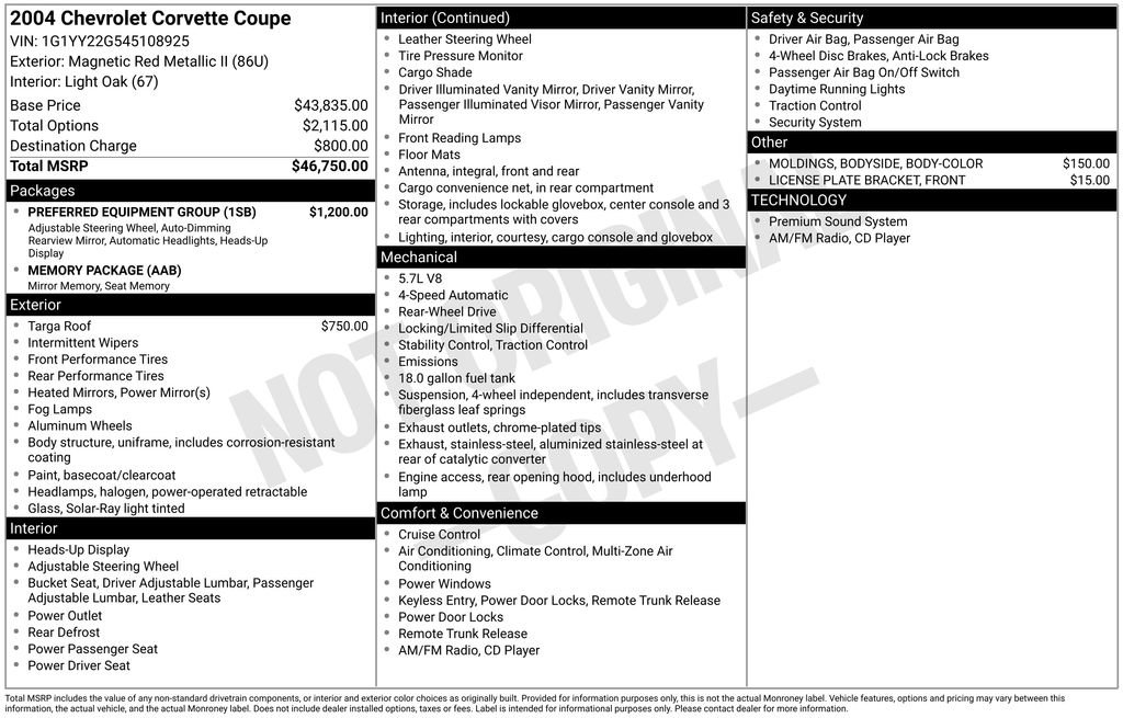 Used 2004 Chevrolet Corvette Coupe w/ Preferred Equipment Group image 13