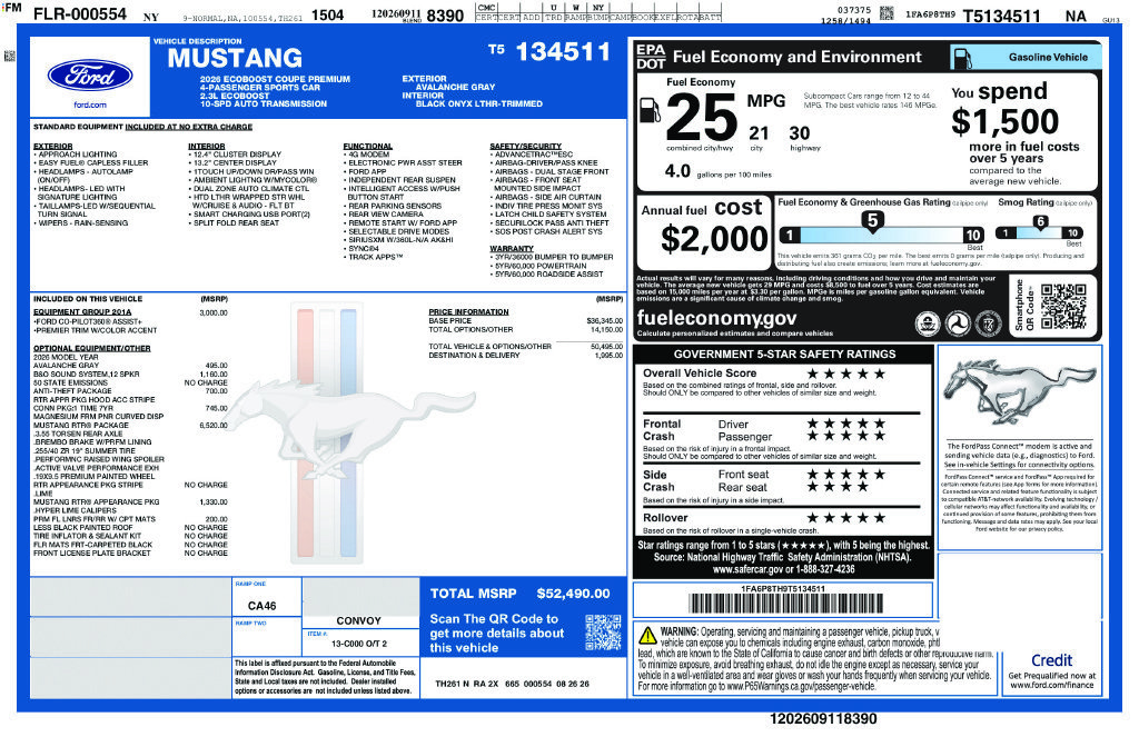 New 2026 Ford Mustang Premium w/ Mustang RTR Package RWD image 6