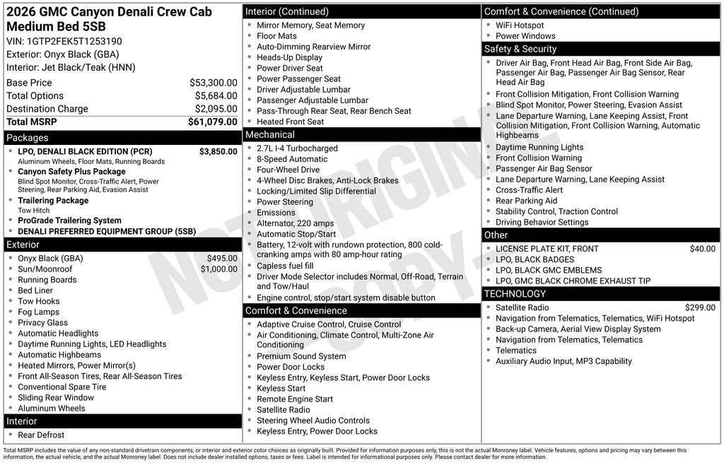 New 2026 GMC Canyon Denali w/ LPO, Denali Black Edition AWD/4WD image 26