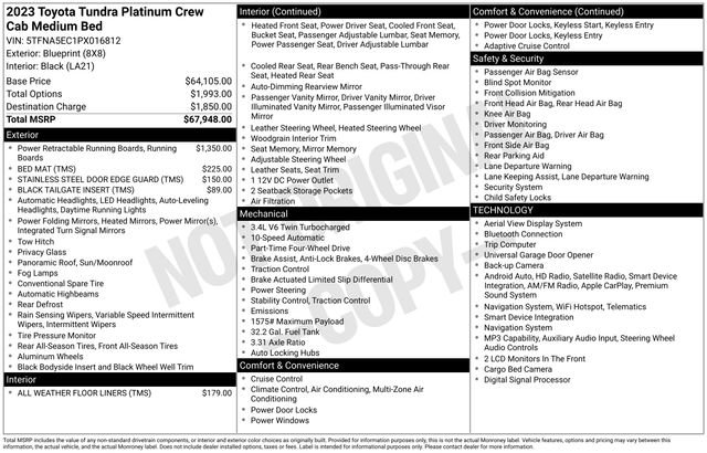 Used 2023 Toyota Tundra Platinum AWD/4WD image 19