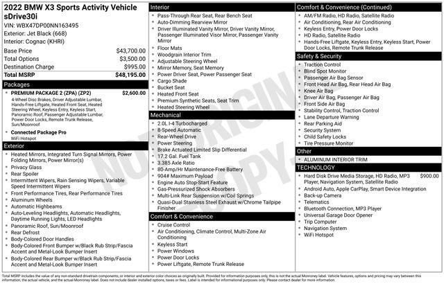 Used 2022 BMW X3 sDrive30i w/ Premium Package 2 (ZPA) image 5