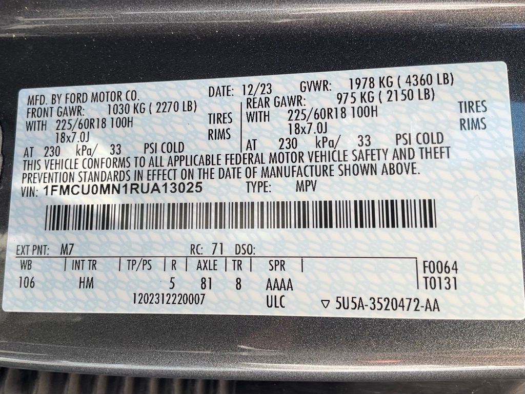 Certified 2024 Ford Escape ST-Line w/ Tech Pack #1 image 57