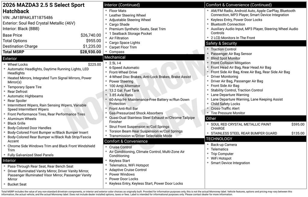 New 2026 MAZDA MAZDA3 s Sport FWD image 33
