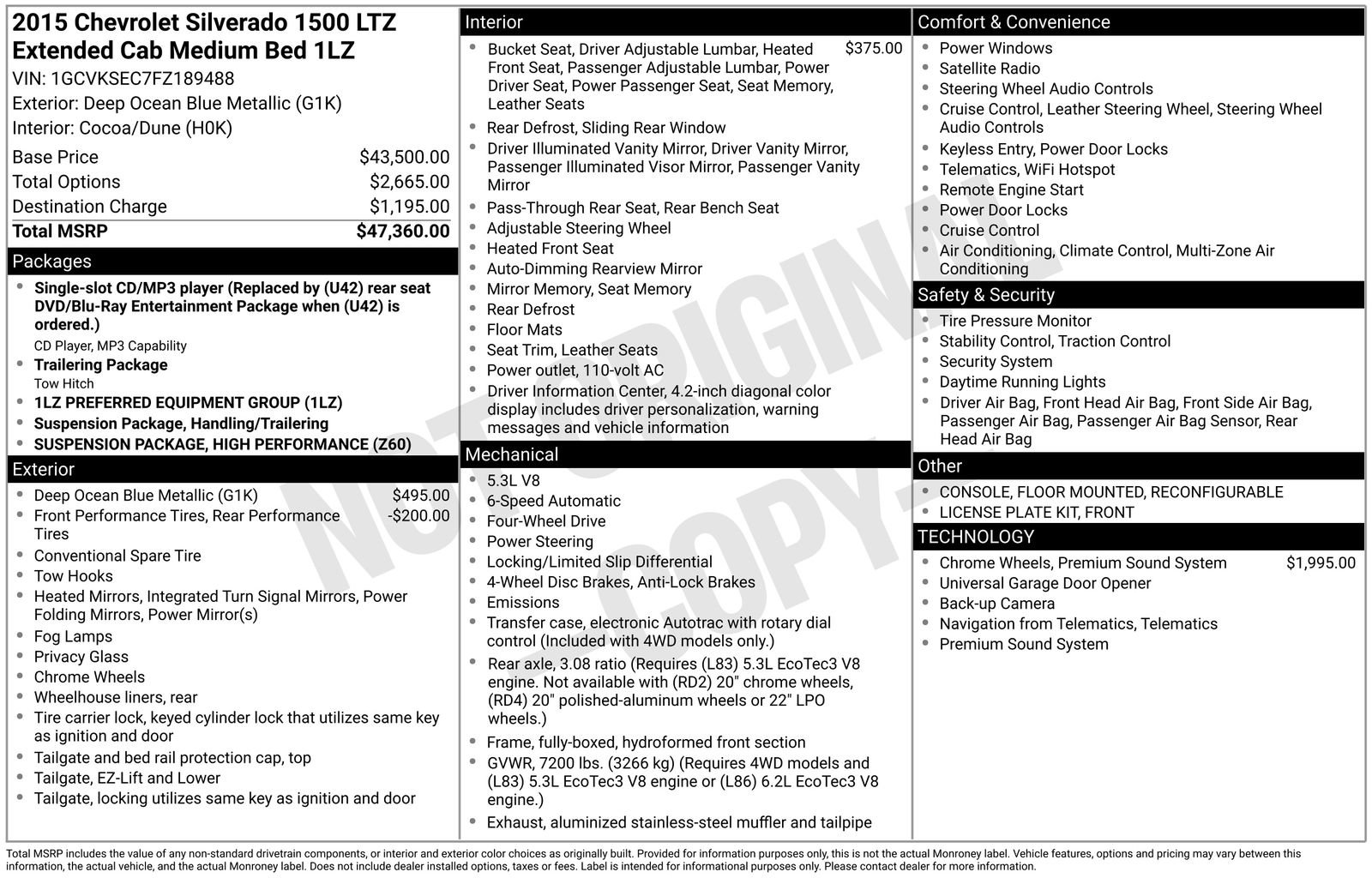 Used 2015 Chevrolet Silverado 1500 LTZ AWD/4WD image 1