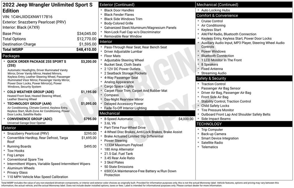 Certified 2022 Jeep Wrangler Unlimited Sport image 44