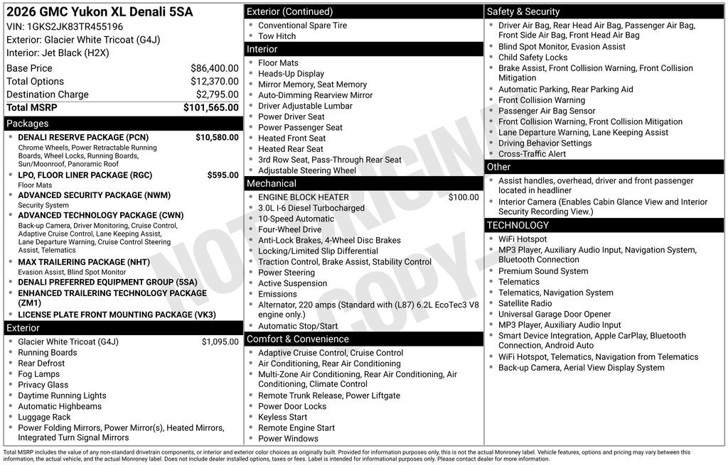 New 2026 GMC Yukon XL Denali w/ Denali Reserve Package AWD/4WD image 49