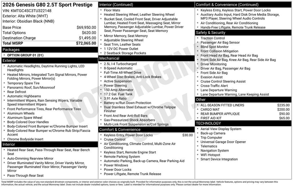 New 2026 Genesis G80 2.5T Sport Prestige image 4