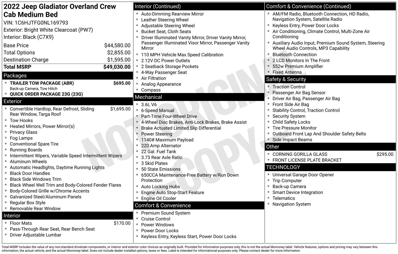 Used 2022 Jeep Gladiator Overland w/ Trailer Tow Package AWD/4WD image 2