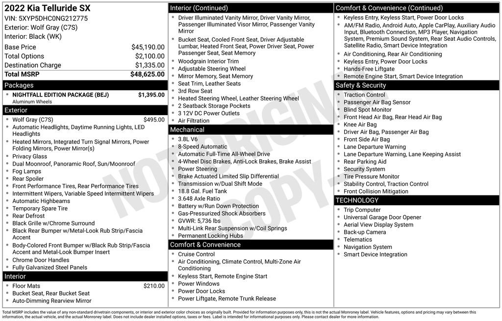 Used 2022 Kia Telluride SX w/ Nightfall Edition Package image 15