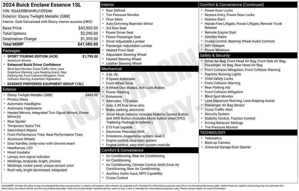 Certified 2024 Buick Enclave Essence w/ Sport Touring Edition FWD image 32