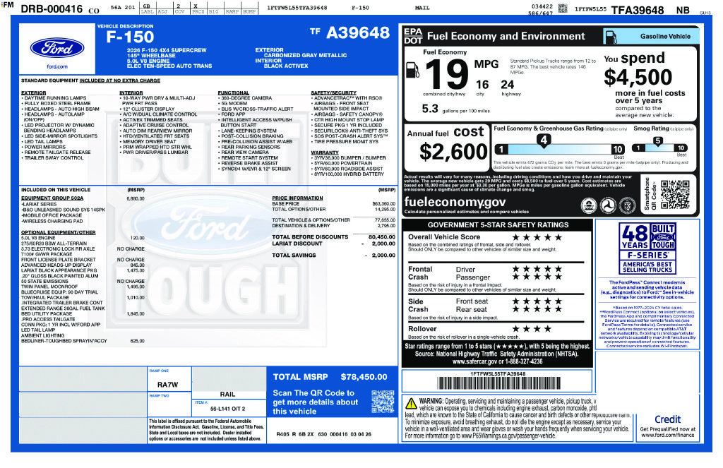 New 2026 Ford F150 Lariat w/ Equipment Group 502A High AWD/4WD image 48