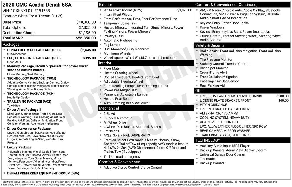 Used 2020 GMC Acadia Denali w/ Denali Ultimate Package image 16