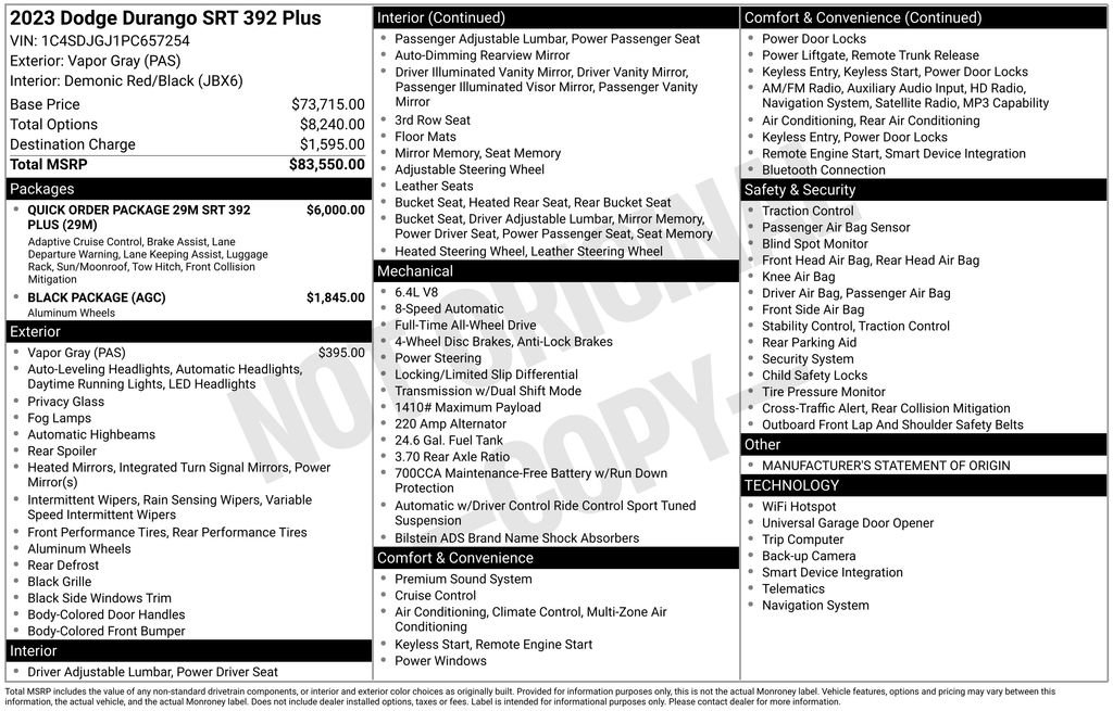 Used 2023 Dodge Durango SRT AWD/4WD image 62