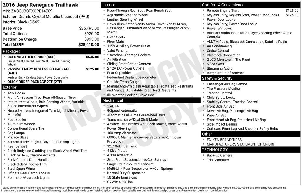 Used 2016 Jeep Renegade Trailhawk w/ Cold Weather Group image 36