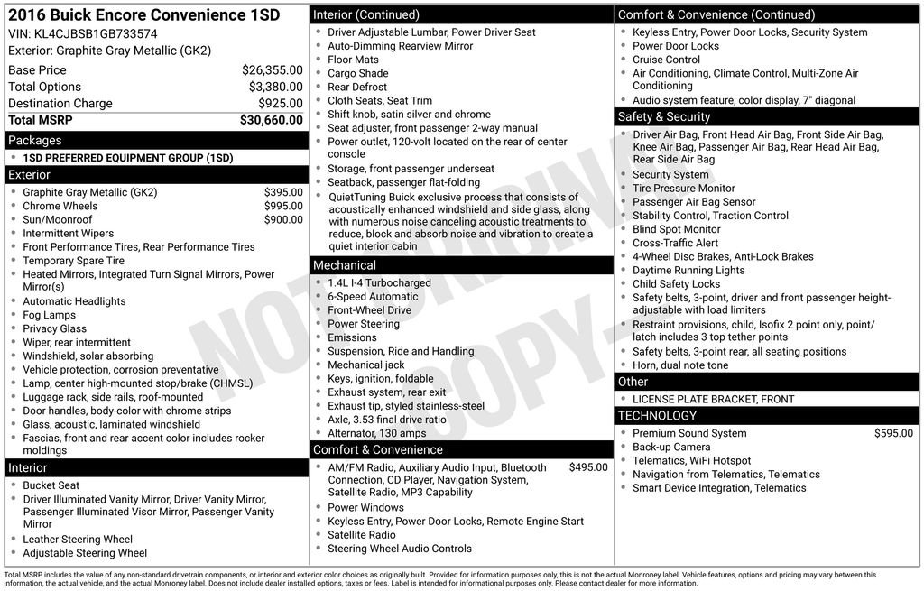 Used 2016 Buick Encore Convenience FWD image 12