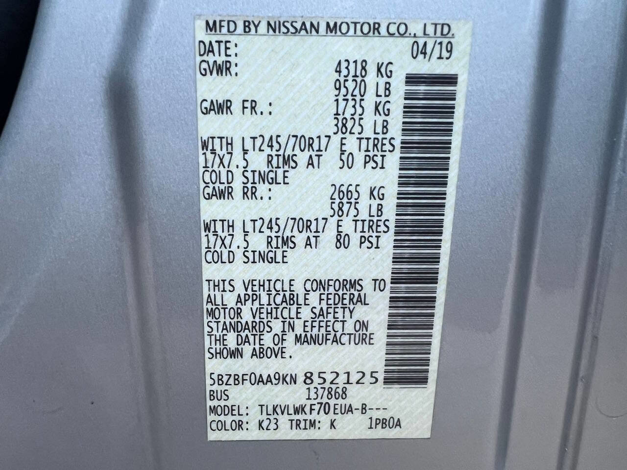 Used 2019 Nissan NV 3500 S image 34