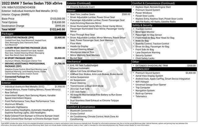 Used 2022 BMW 750i xDrive w/ Luxury Rear Seating Package AWD/4WD image 4