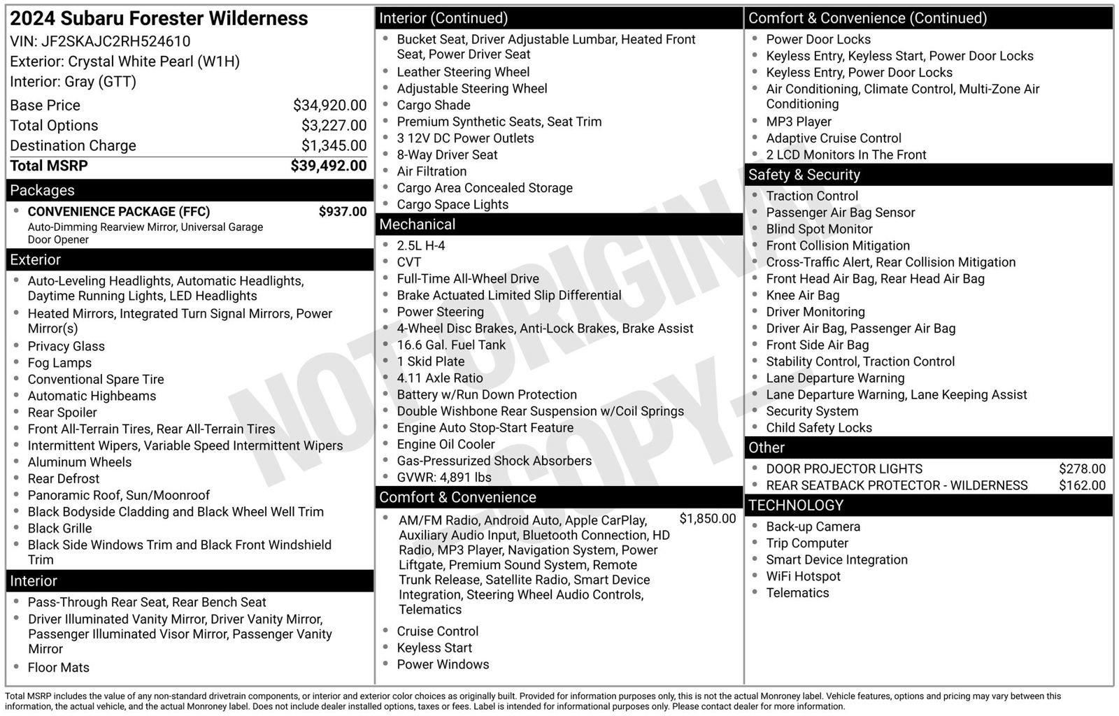Used 2024 Subaru Forester Wilderness w/ Convenience Package image 3