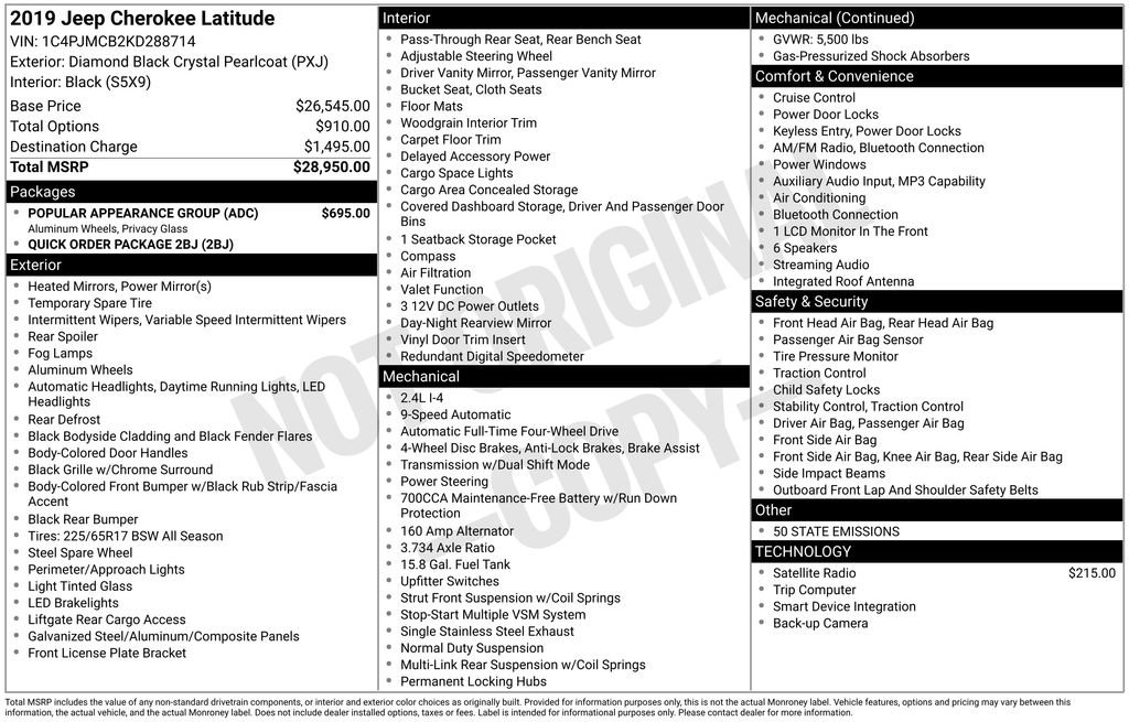 Used 2019 Jeep Cherokee Latitude w/ Popular Appearance Group image 85